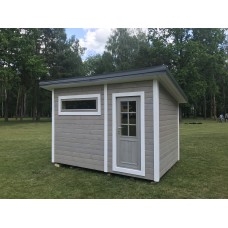 Modern Sauna 2,3x3,4 m aus Kieferholz vollisoliert