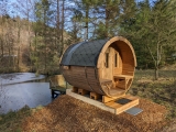3,5 m Ø 1,97/2,27 m Saunafass aus Kiefer- od. Thermoholz